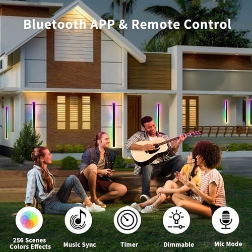 Outdoor RGB Wall Lights 2 Pack 31.4 Inch IP65 Remote