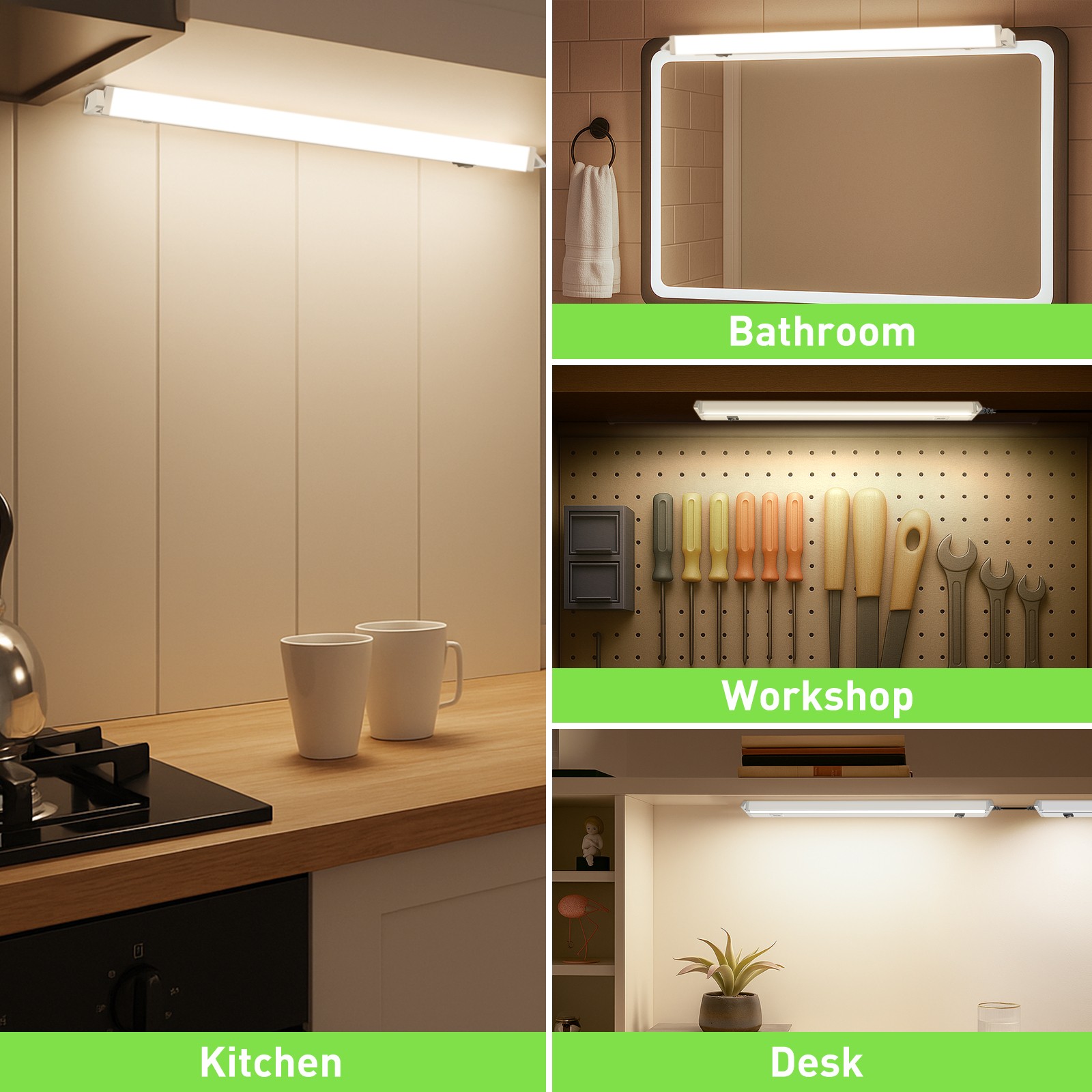 2-Pack LED Under Cabinet Lights Swivel 12/18/22/24 Inch CCT Kitchen Closet Light