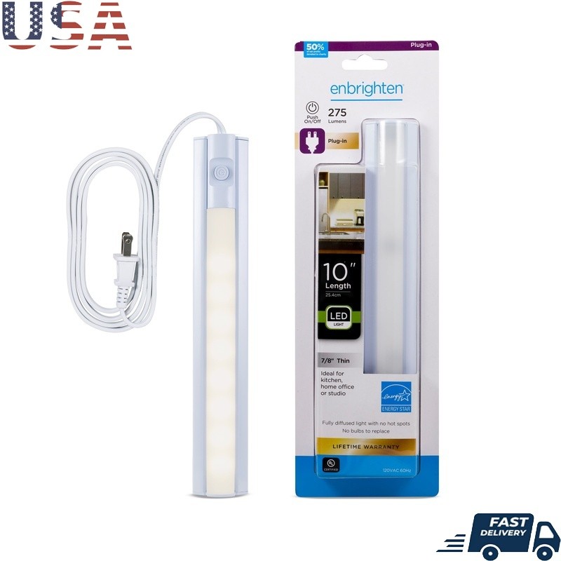 LED Under Cabinet Light Fixture Plug-in Energy Efficient Easy Install Home New
