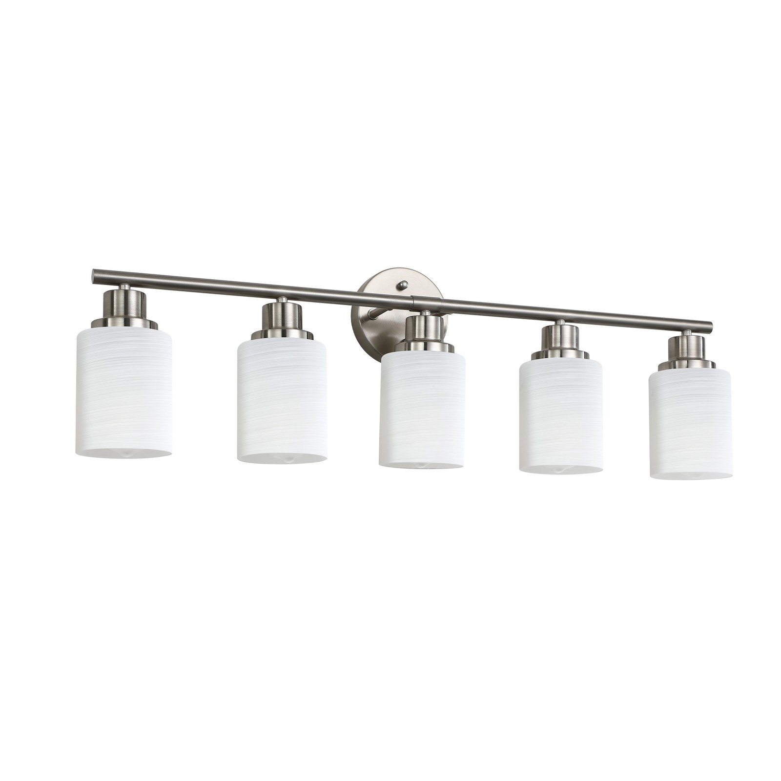 5 Lights Silver Vanity Light Wall Sconce LED Milky White Shade Bathroom Fixtures