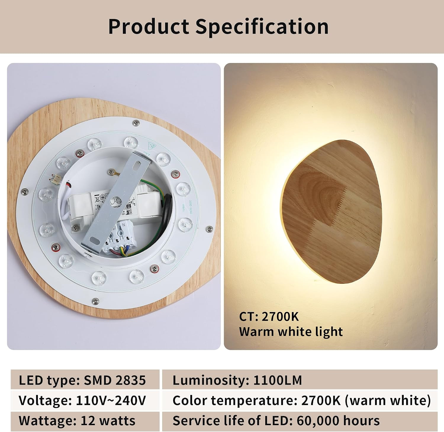 Modern Minimalist 12W LED Wall Sconce, Plug-In or Cordless, Warm White Light