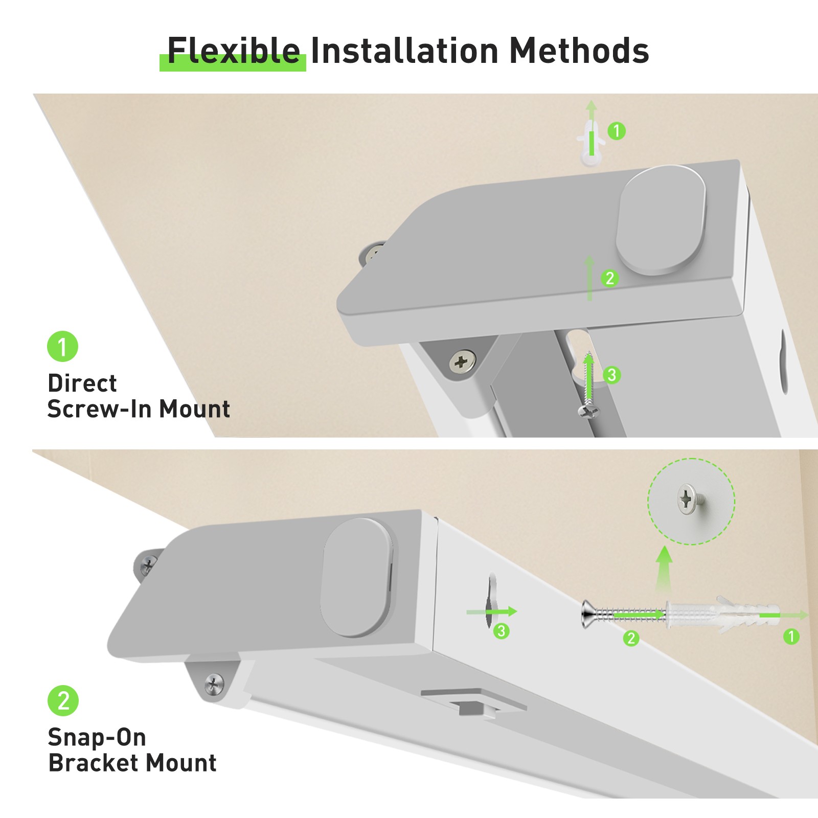 2-Pack LED Under Cabinet Lights Swivel 12/18/22/24 Inch CCT Kitchen Closet Light