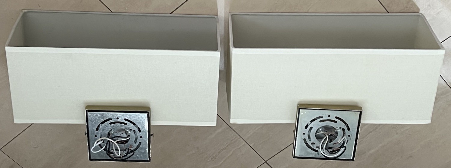 Set 2 Wall Sconces Lighting Satin Gold Finish Linen Shade Wall Lights As Shown