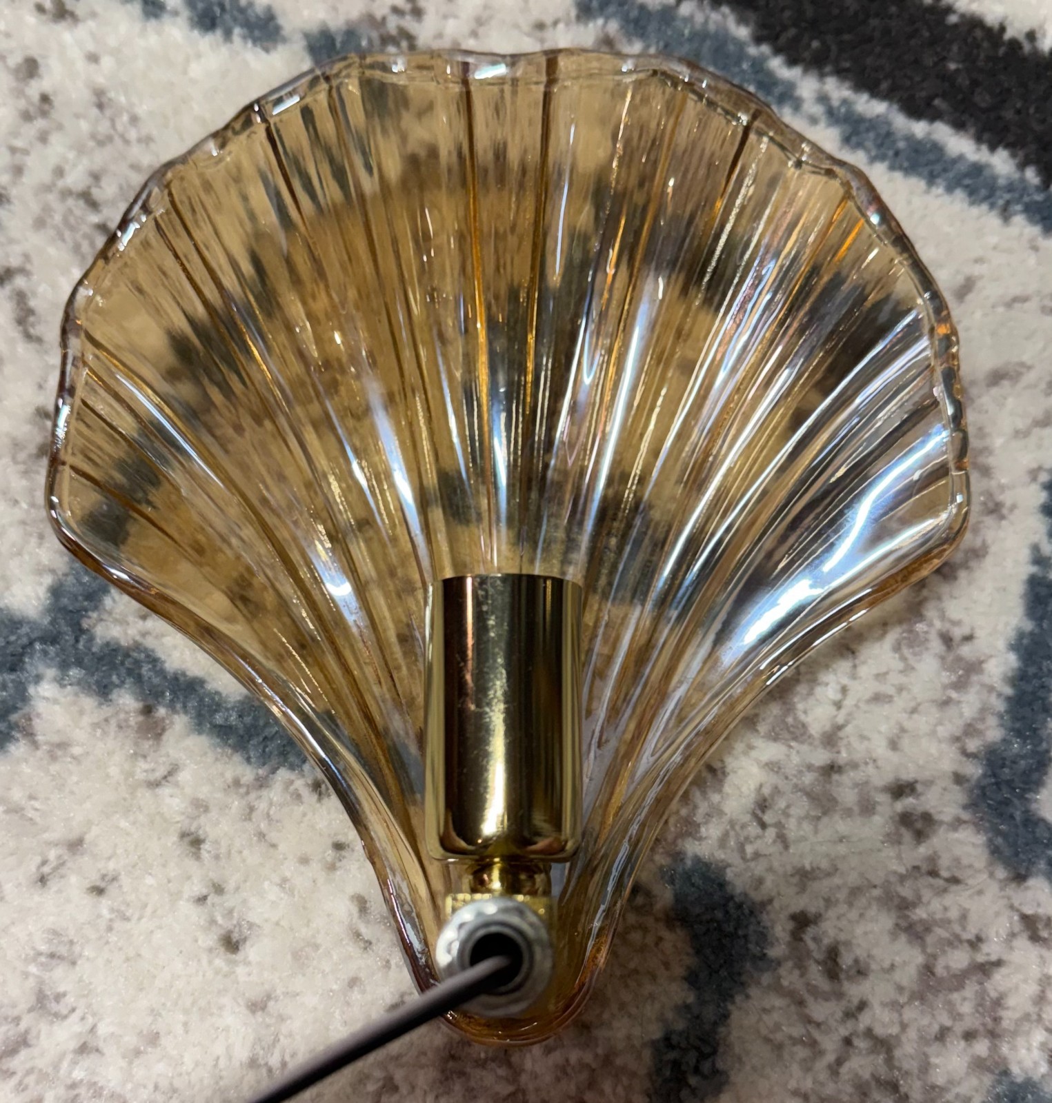 NEW Art Deco Lighting Amber Glass Shell Wall Lamp Mounted Light Sconce