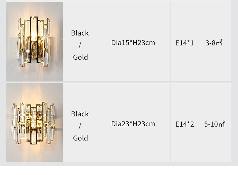 Modern LED Wall Lamp Luxury Crystal Creative Bedroom Study Staircase Lighting