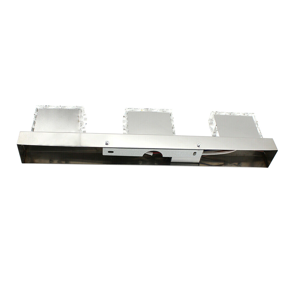 3 Square Lights Modern Bathroom Vanity Light LED Crystal Mirror Front Wall Lamp