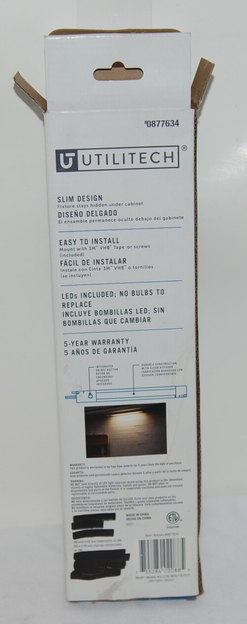 Utilitech 0877634 12 Inch Long LED Plug In Undercabinet Light 300 Lumen