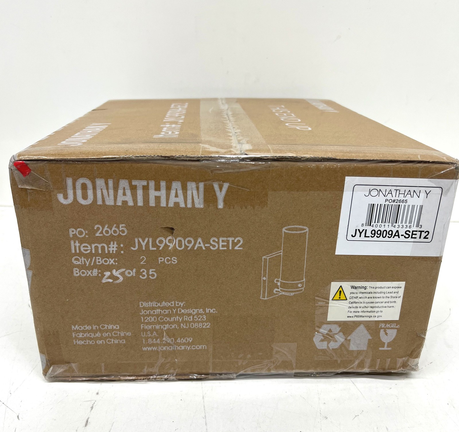 Jonathan Y Harper 4.5 in. 1-Light Brass Gold/Clear Glass Wall Sconce (Set of 2)