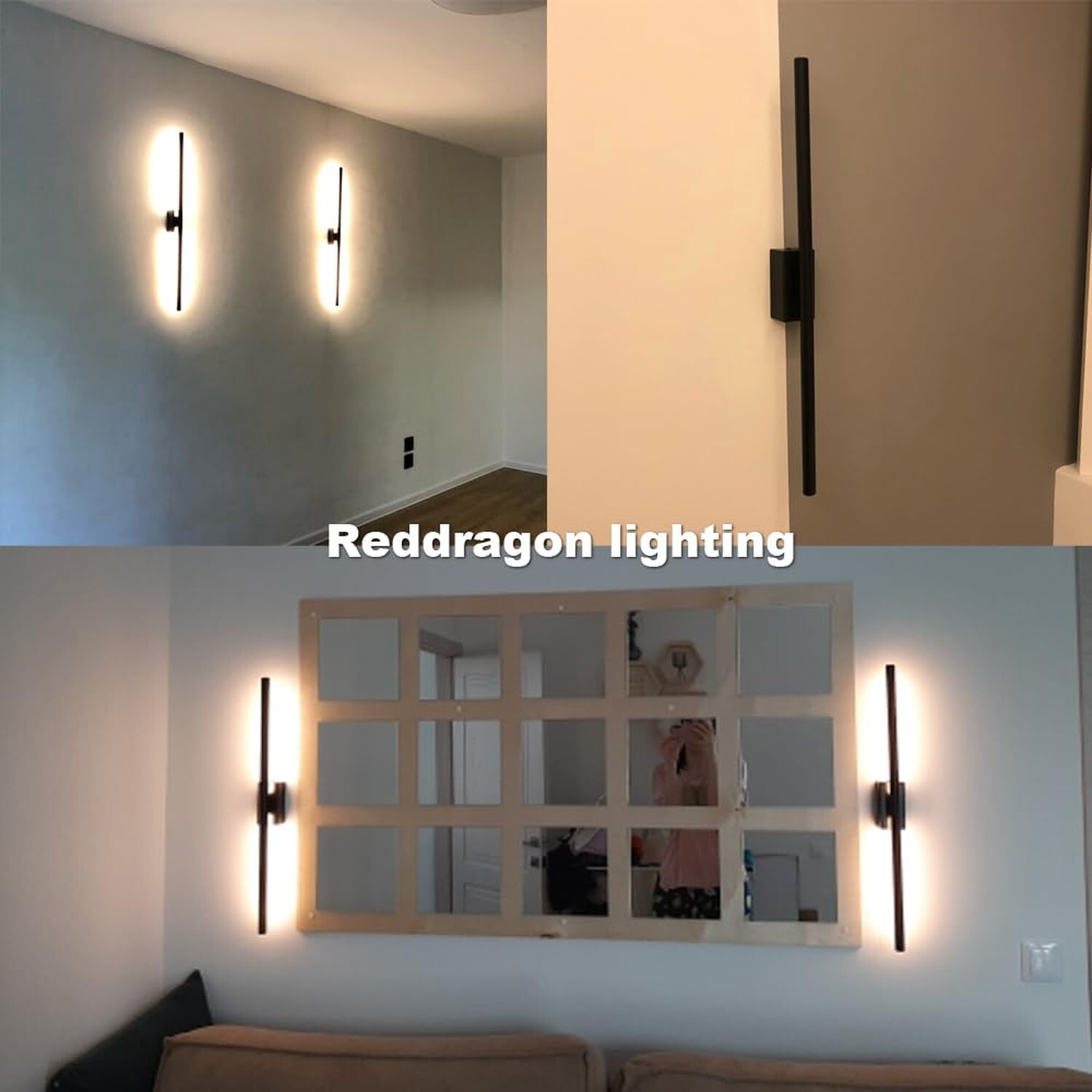 Set of 2 Hardwired Minimalist Dimmable Black Tube Linear Wall Sconce 24 Inch …