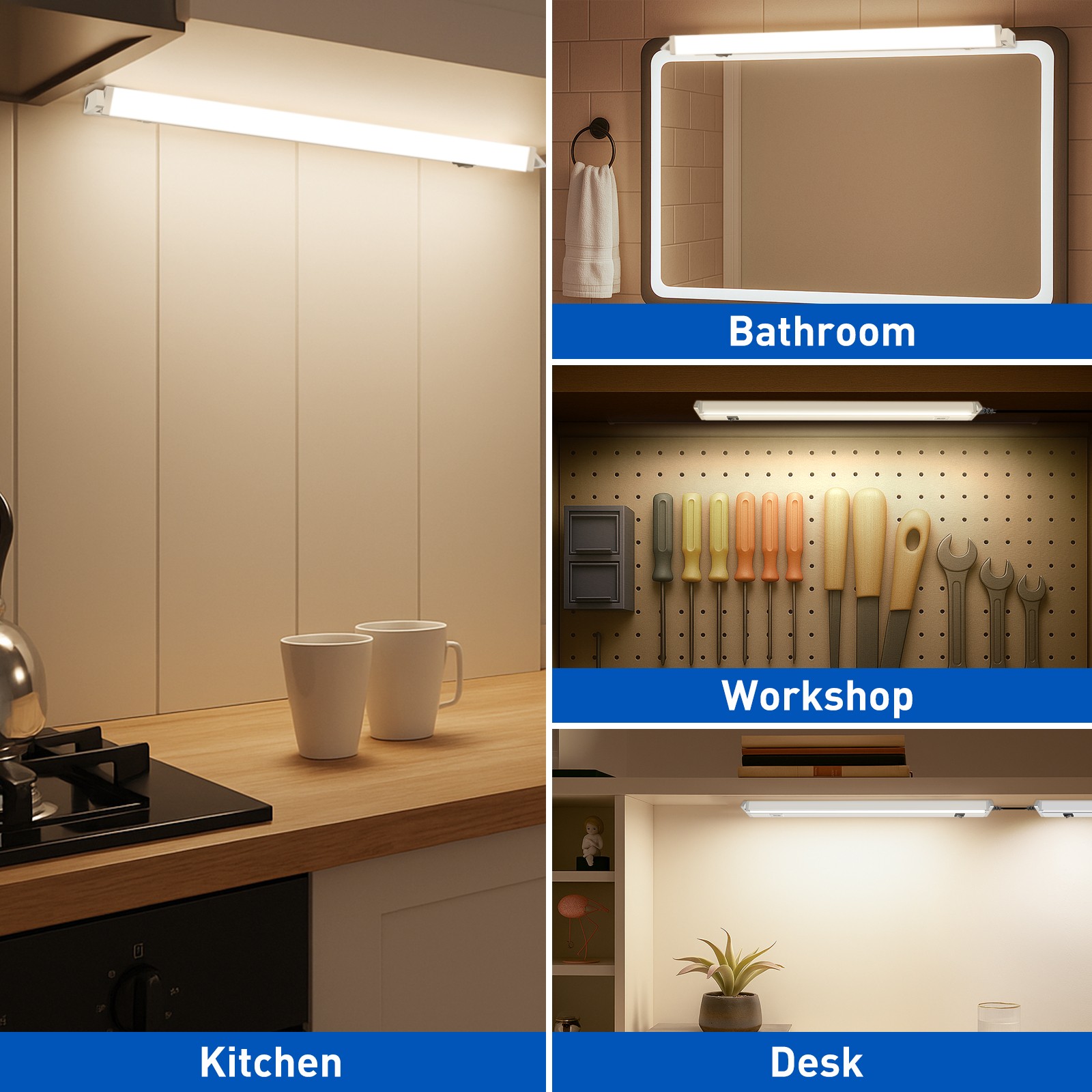 2x LED Under Cabinet Light 3CCT Rotatable Kitchen Closet Lights 12/18/22/24 Inch