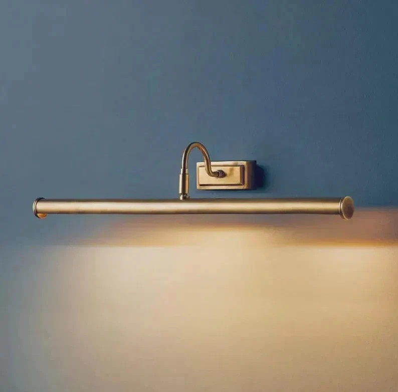 Raw Brass Picture Light: Mid-Century Modern Wall Sconce (24″) Italian wall fixtu