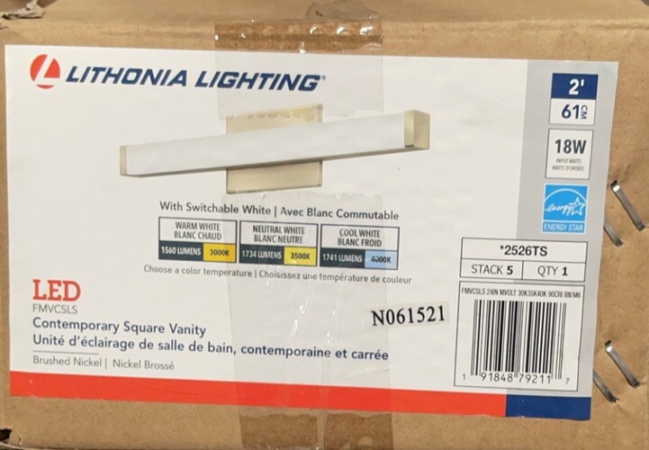 🔥(AN) lithonia lighting, Contemporary Square Vanity, LED FMVCSLS, 2526TS, 24”