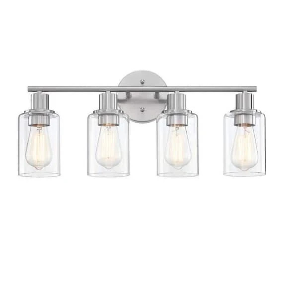 Pia Ricco 23.09 in. 4-Light Brushed Nickel Bathroom Vanity Light Fixture 41954BN