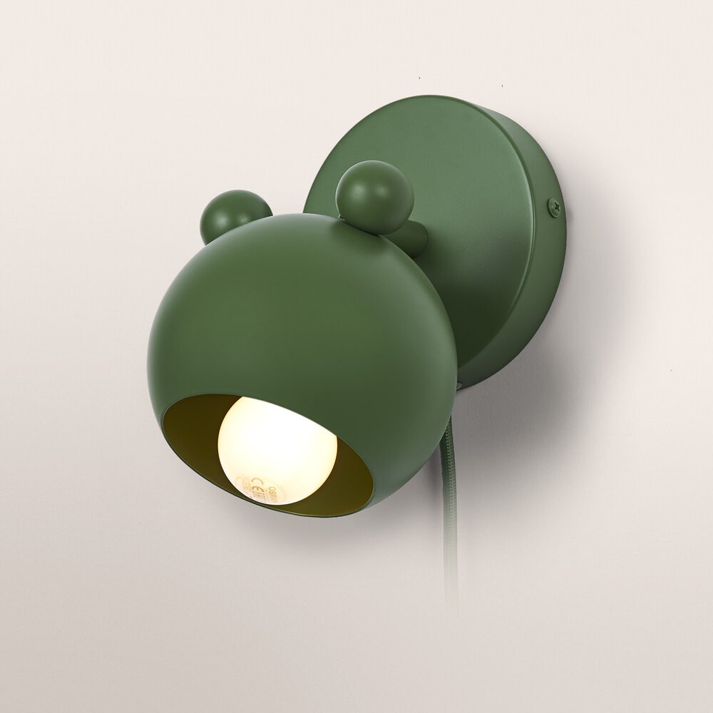 Osram Wall Light Wall Mouse E14 Green Metal Textile Cable Adjustable EU Plug