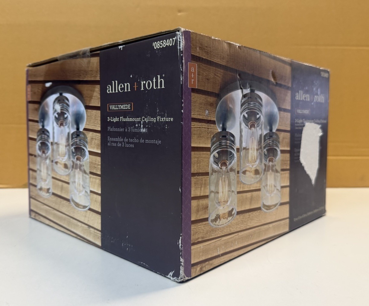Allen + Roth Valleymede 12in 3 Light Flushmount Ceiling Fixture Brushed Nickel