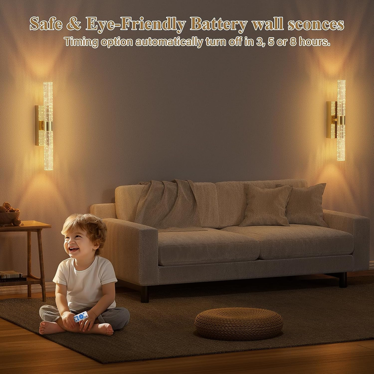 Battery Operated Wall Sconces Set of 2 Rechargeable Battery Powered Wall Light w