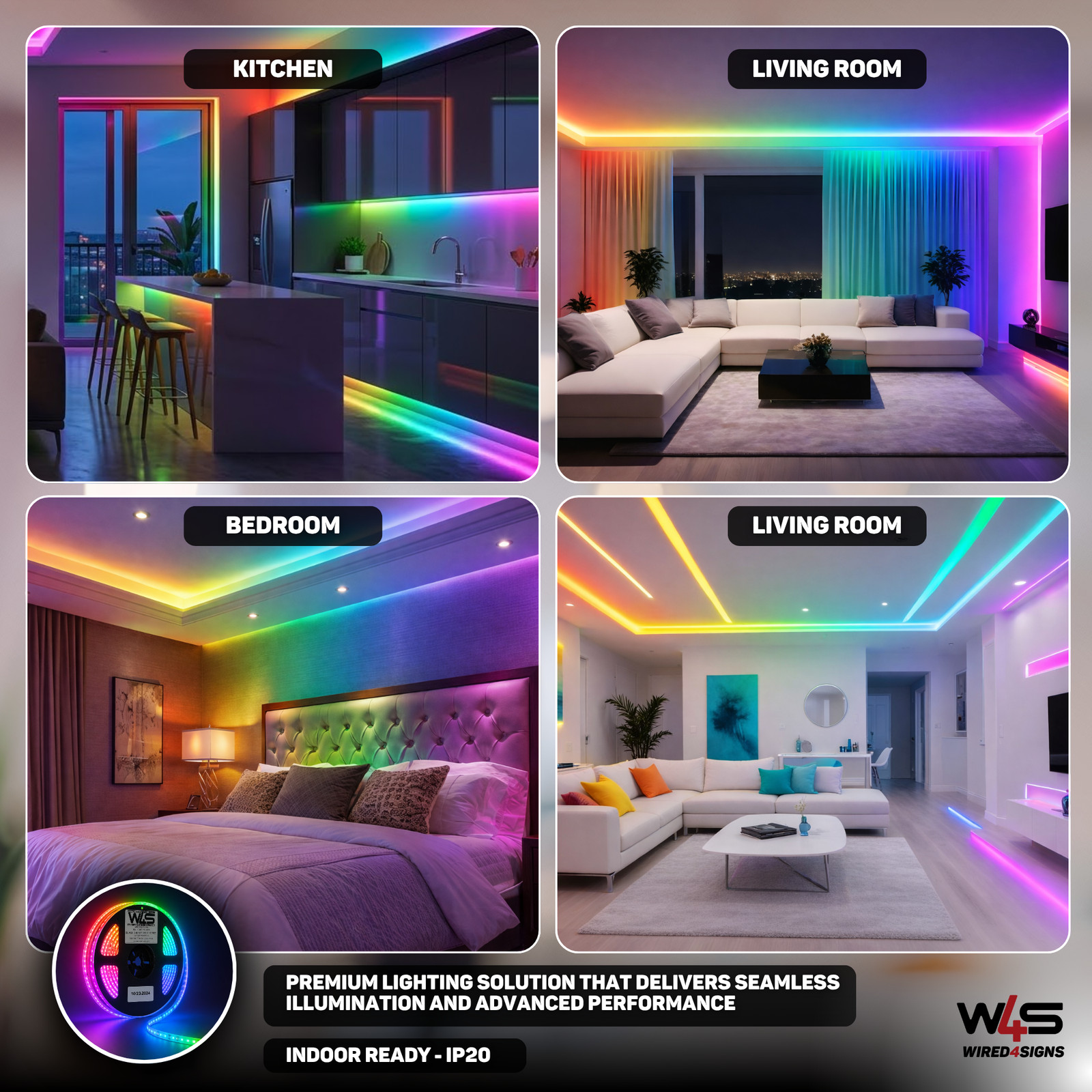Wired4Signs Black Cherry Frost Series RGB COB LED Strip 24V IP20 Indoor