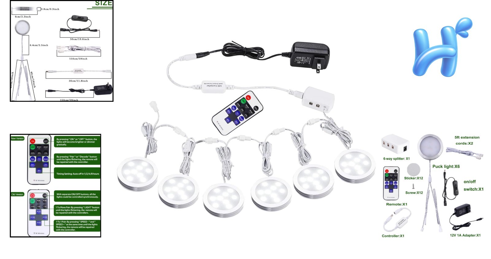 Versatile LED Under Cabinet Light System – Linkable, Wireless Dimmer, 1200 Lm
