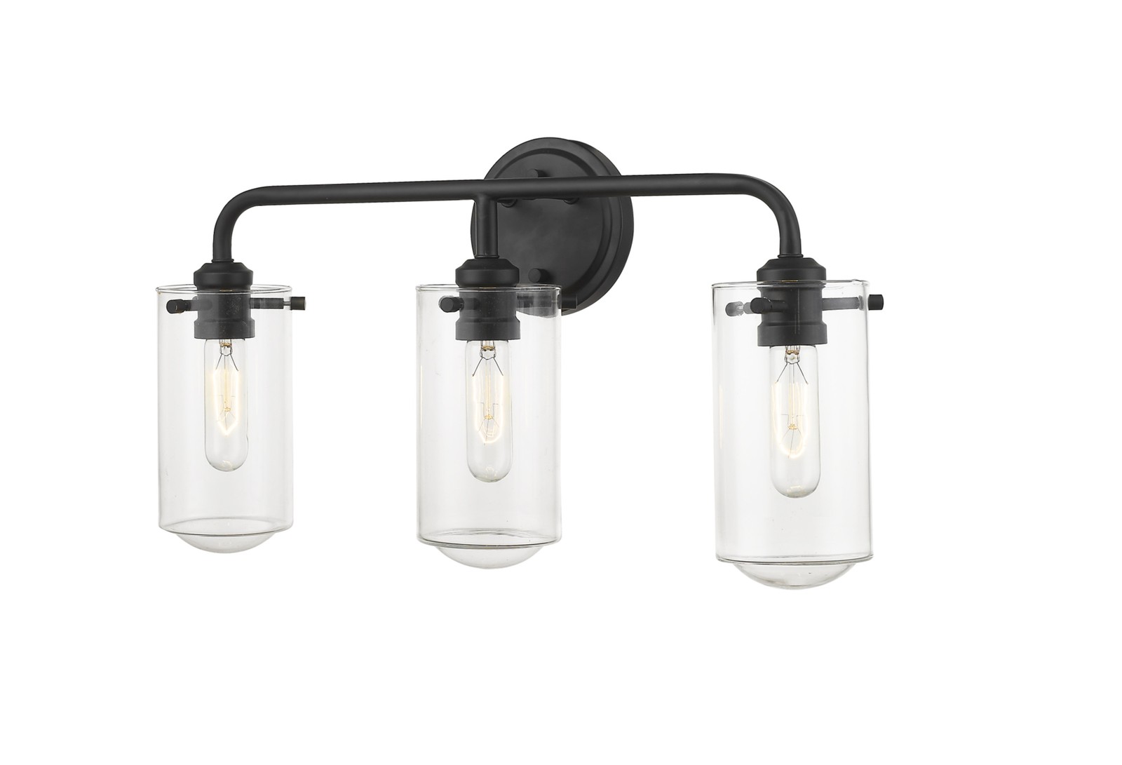 Z-Lite 471-3V Black Delaney 3-Light 22″W Bathroom Vanity Light