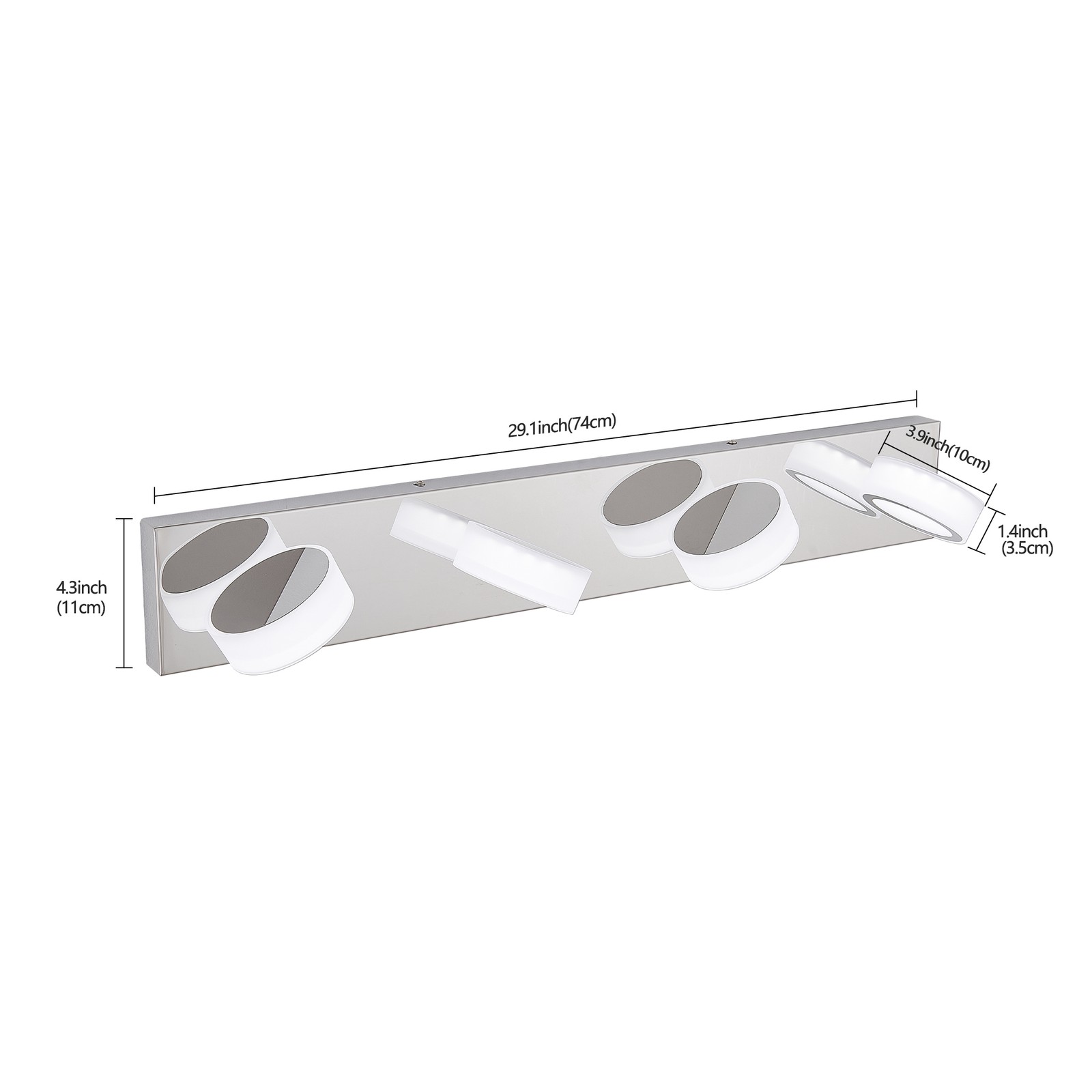 29″ 4 Lights LED Vanity Light Bathroom Mirror Silver Modern Wall Lamp Fixture UL