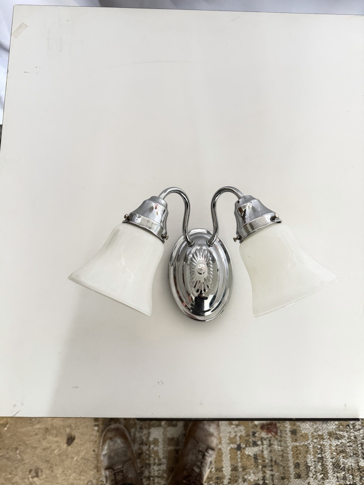 Polished Chrome 2-Light Wall Sconce / Vanity Light – Frosted Glass Shades