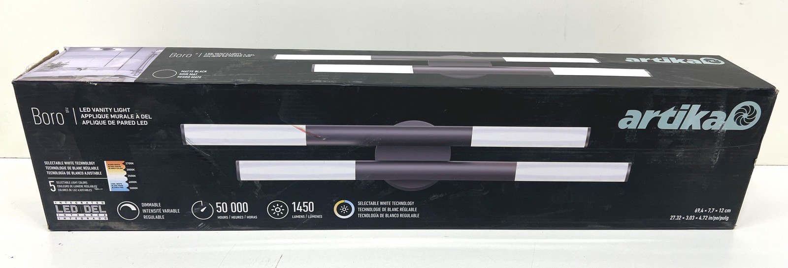 Artika Boro 27 in. 4-Light Black Modern LED 5CCT Vanity Light New