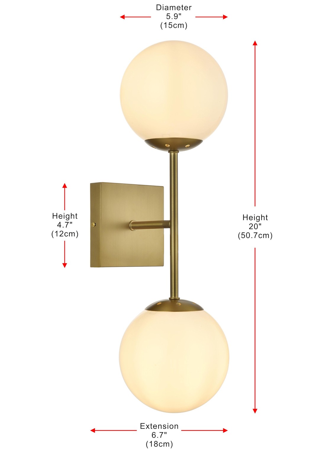 Elegant Lighting LD2358 Neri 2 Light 6″W Vanity Light – White