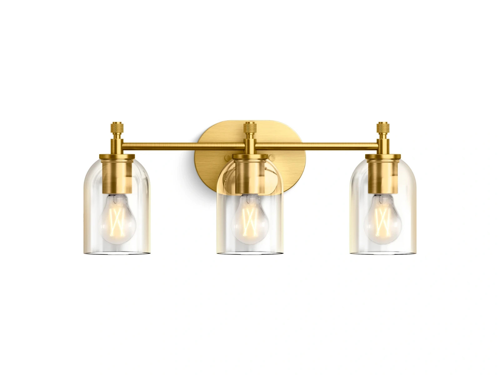 Kohler Orime 3 Light Clear Glass Wall Sconce Light Fixture – Gold Brushed Brass