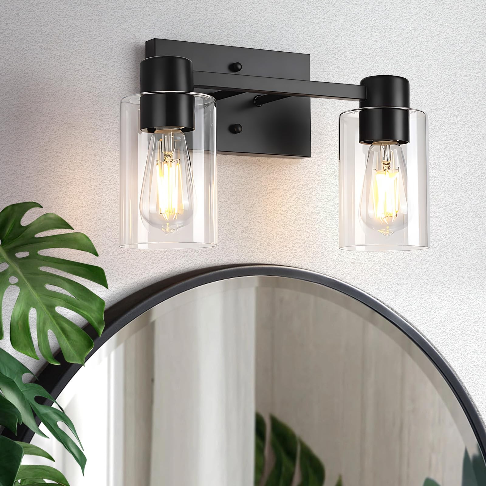 Matte Black Bathroom Light Fixtures,2-Light Bathroom Vanity Light Over Mirror…