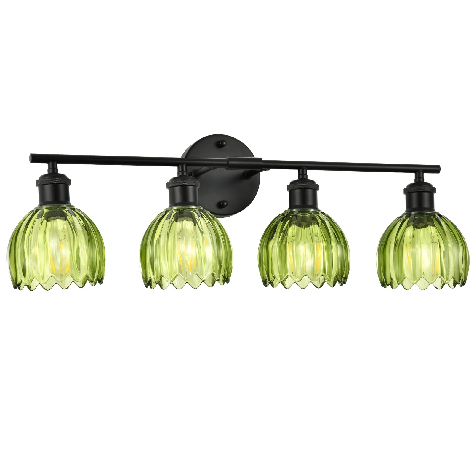 4-Light Adjustable Wall Sconce, Vintage Glass&Black Metal，Bathroom Bedroom Decor