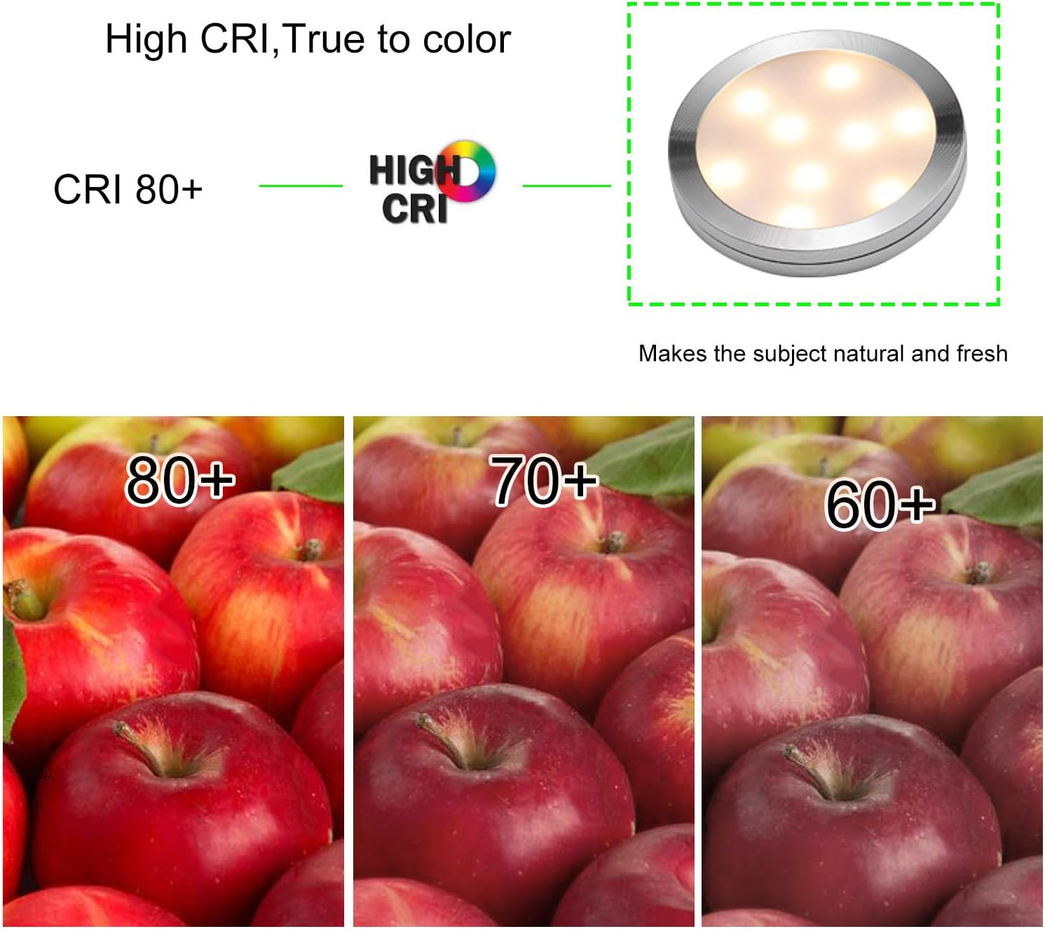 AIBOO under Cabinet LED Puck Lights Kit with Touching Switch Dimmable for Kitche