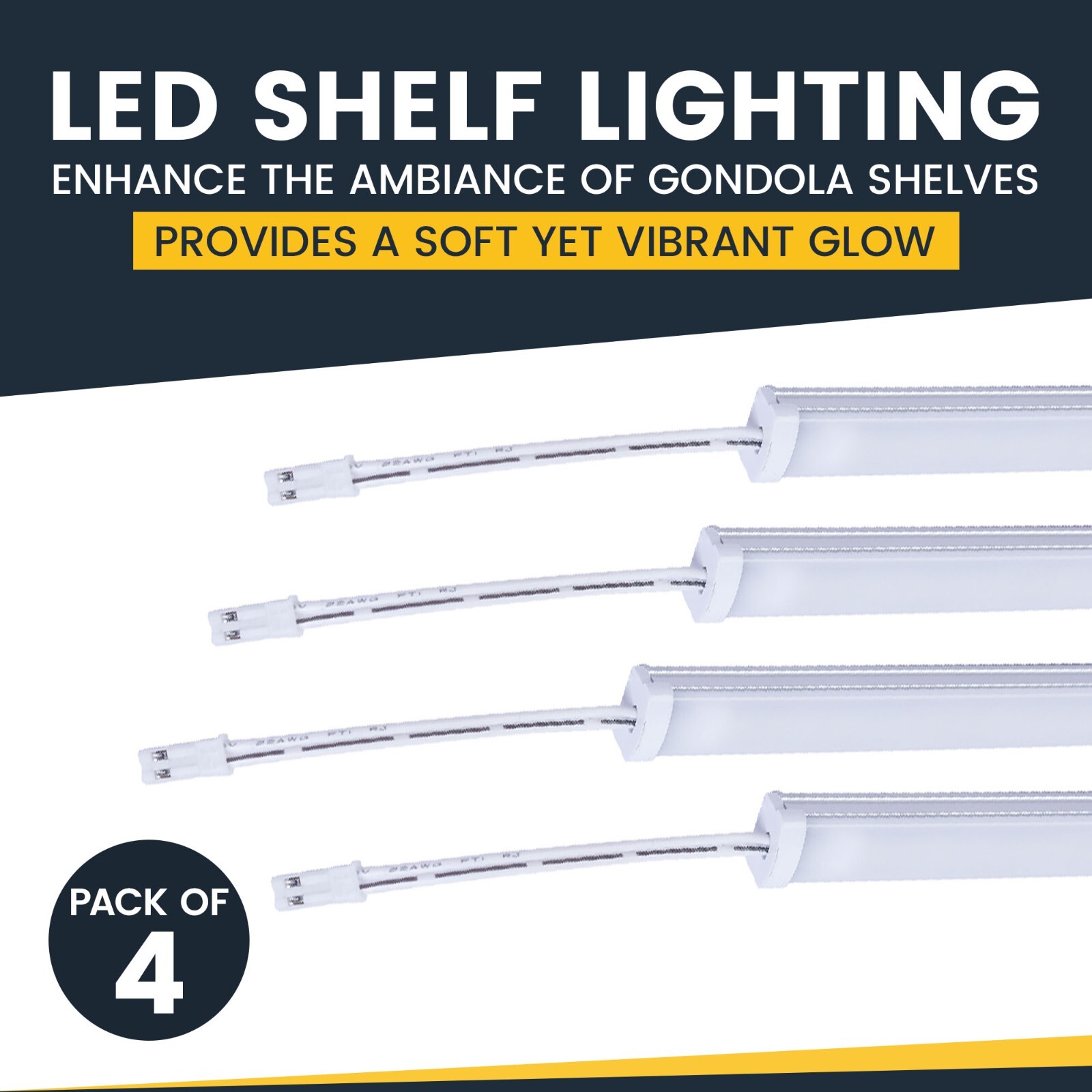 LED Shelf Lighting, 6500K Shelf LED Lights with Opalescent PC Cover, 50,000-Hour