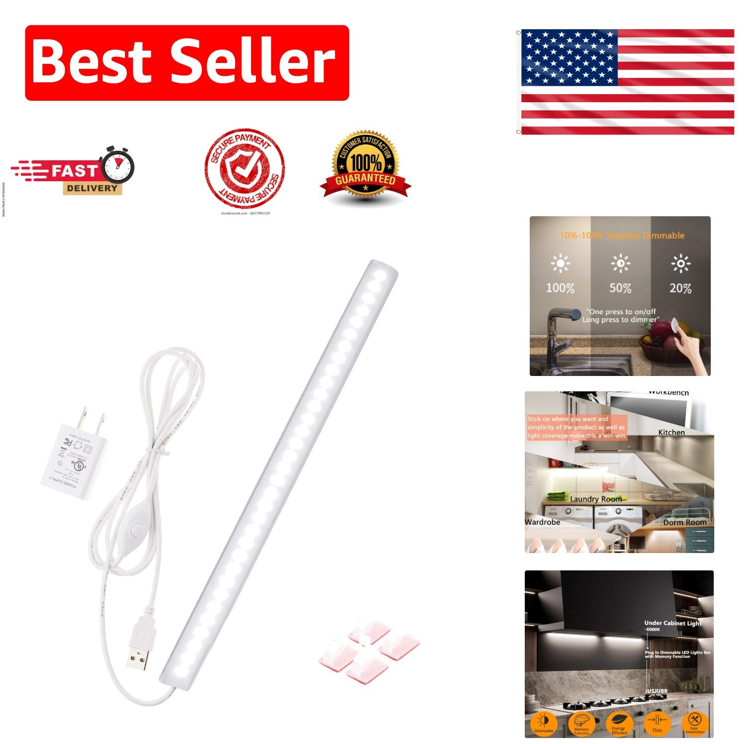 12 Inch Cold White Plug-in LED Light – Bright, Energy Efficient, Stick-on Design