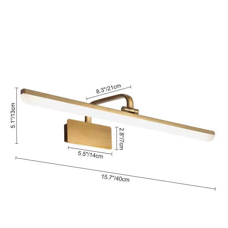 Nimbus 15.7 in. 1-Light Brass LED Vanity Light Bar with Rotable Shade 6000K