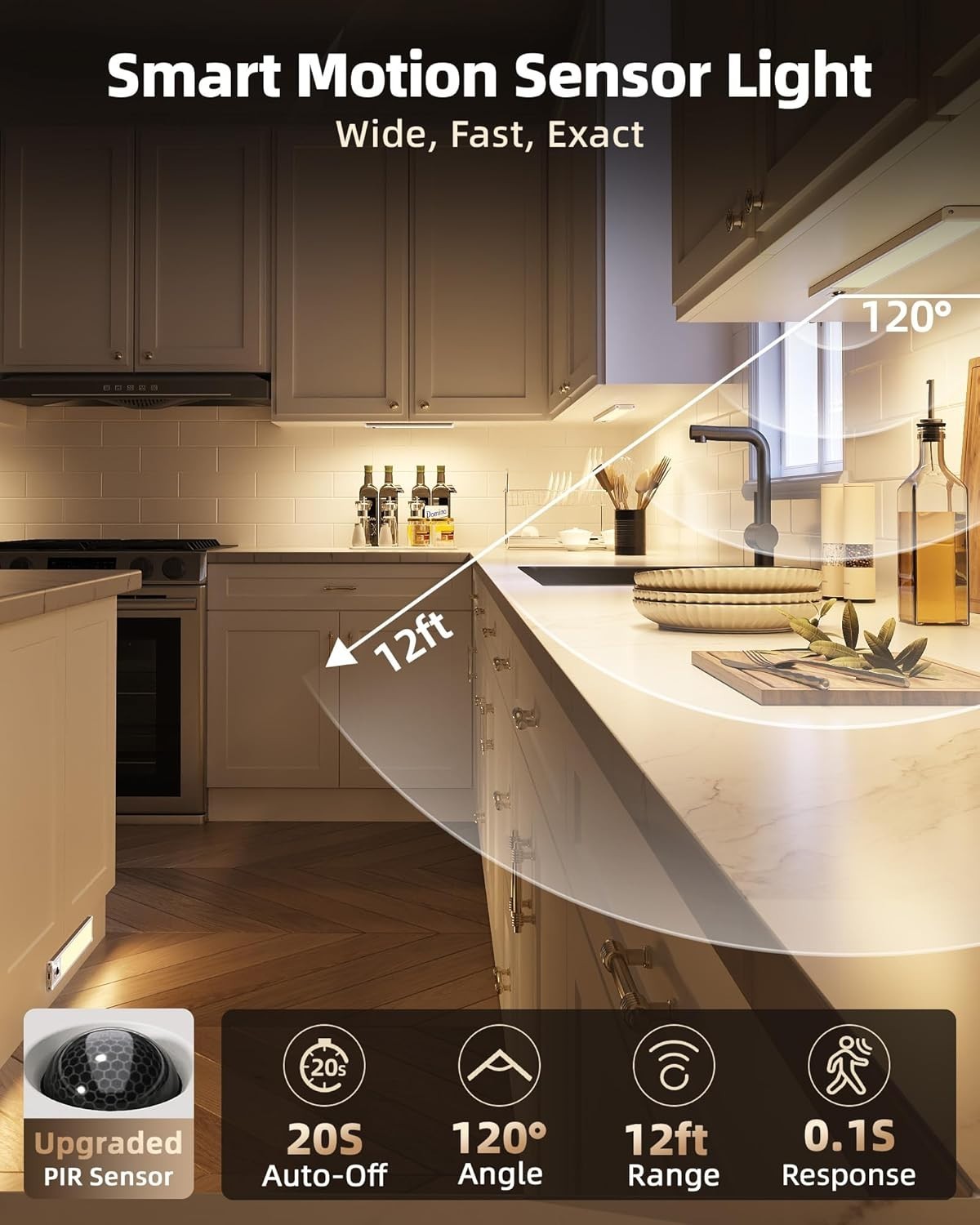 Energy Efficient Motion Sensor Under Counter Lights
