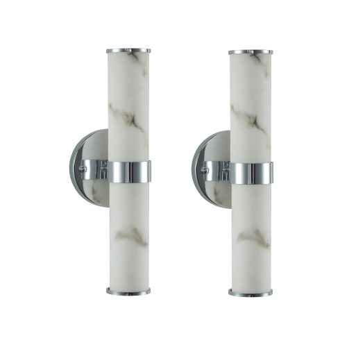 PA Resin Imitation Marble and Chrome Wall Sconce, Set of 2(Only Indoor)