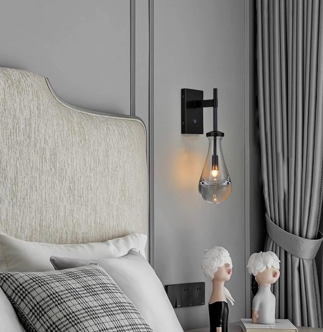 Raindrop Sconce Wall Lighting, Black Wall Sconces,with On/Off Switch Button,…