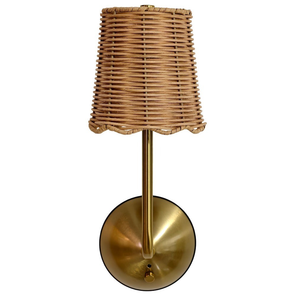 Sterling & Noble Home Scalloped Woven Rattan Rechargeable Wall Sconce