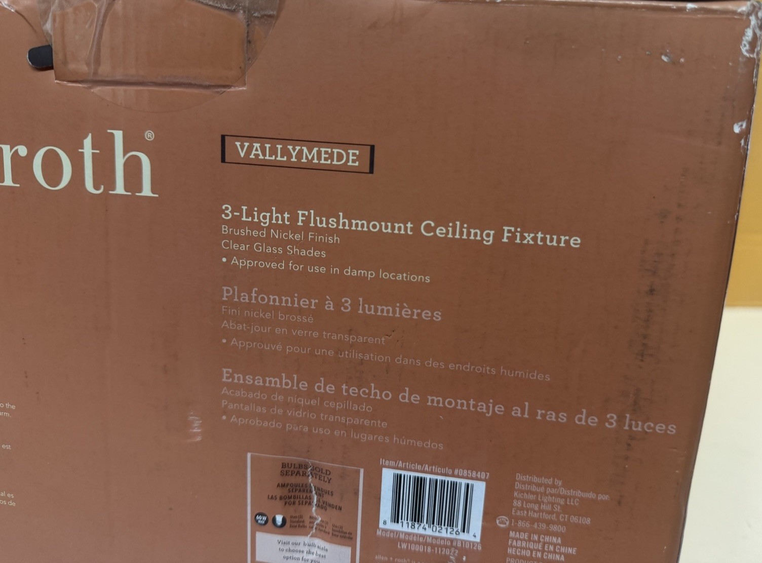 Allen + Roth Valleymede 12in 3 Light Flushmount Ceiling Fixture Brushed Nickel