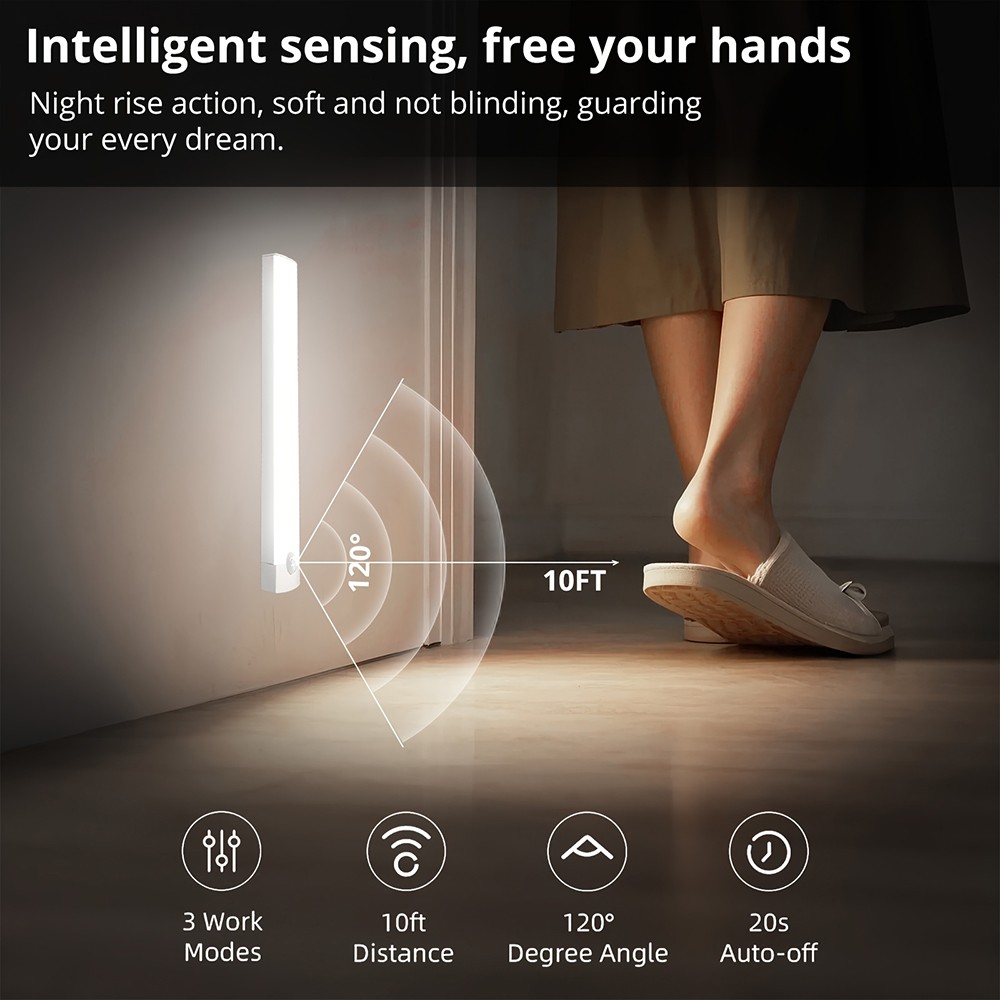 USB Rechargeable LED Motion Sensor Cabinet Magnetic Wireless Indoor Night Light