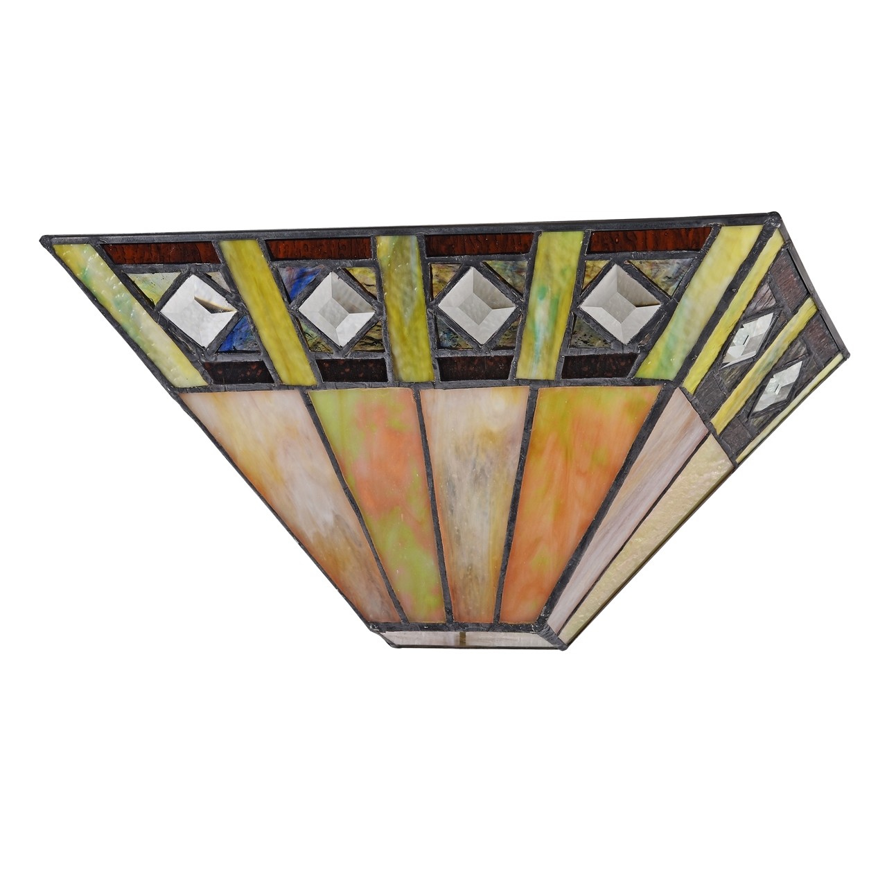Tiffany-style Stained Glass 1 Bulb Mission Indoor Wall Sconce 12″ Green Yellow