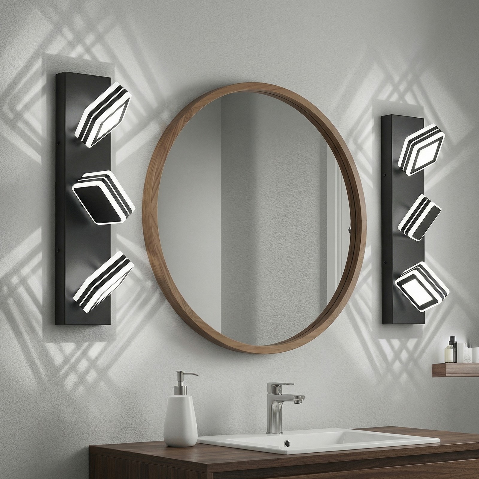 3 Lights 20 Inch LED Black Modern Vanity Light Bathroom Mirror Wall Lamp Fixture