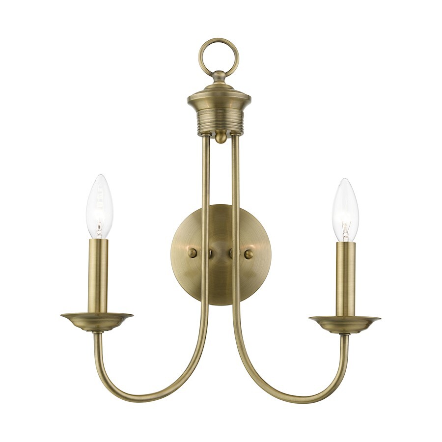 Livex Estate 2 Light Double Sconce, Antique Brass – 42682-01