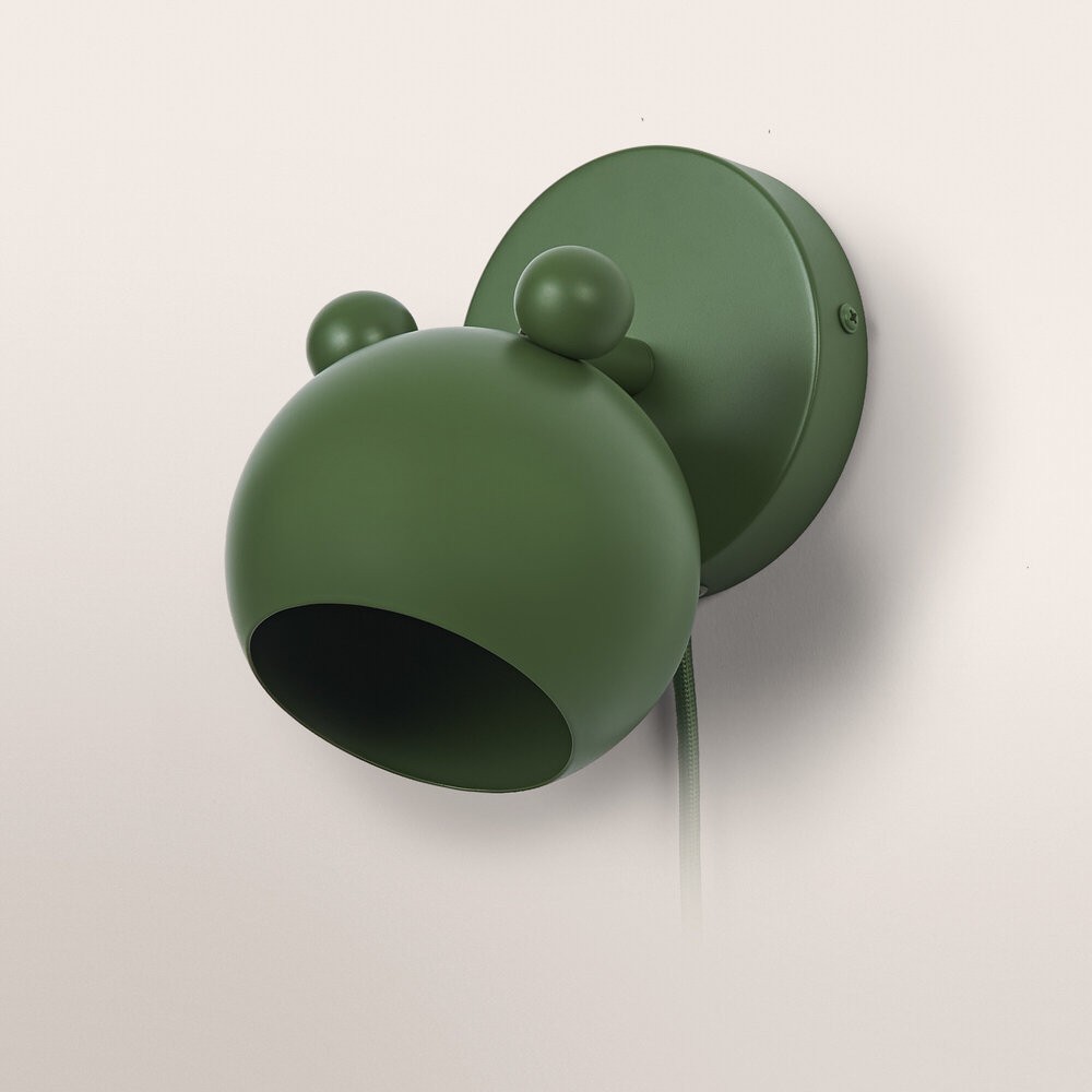 Osram Wall Light Wall Mouse E14 Green Metal Textile Cable Adjustable EU Plug
