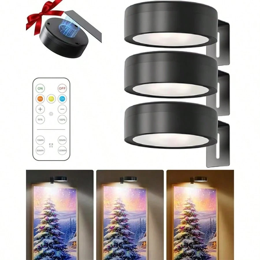 Wireless Picture Lights Wall LED Art Battery-Power Metal Wall Light Fairy Light