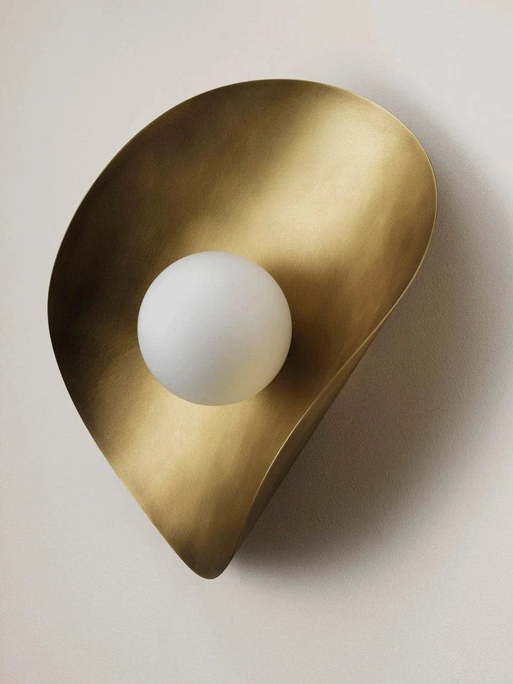 Brass Wall Sconce Opal Glass Globe Light Modern Minimalist Designer Lamp