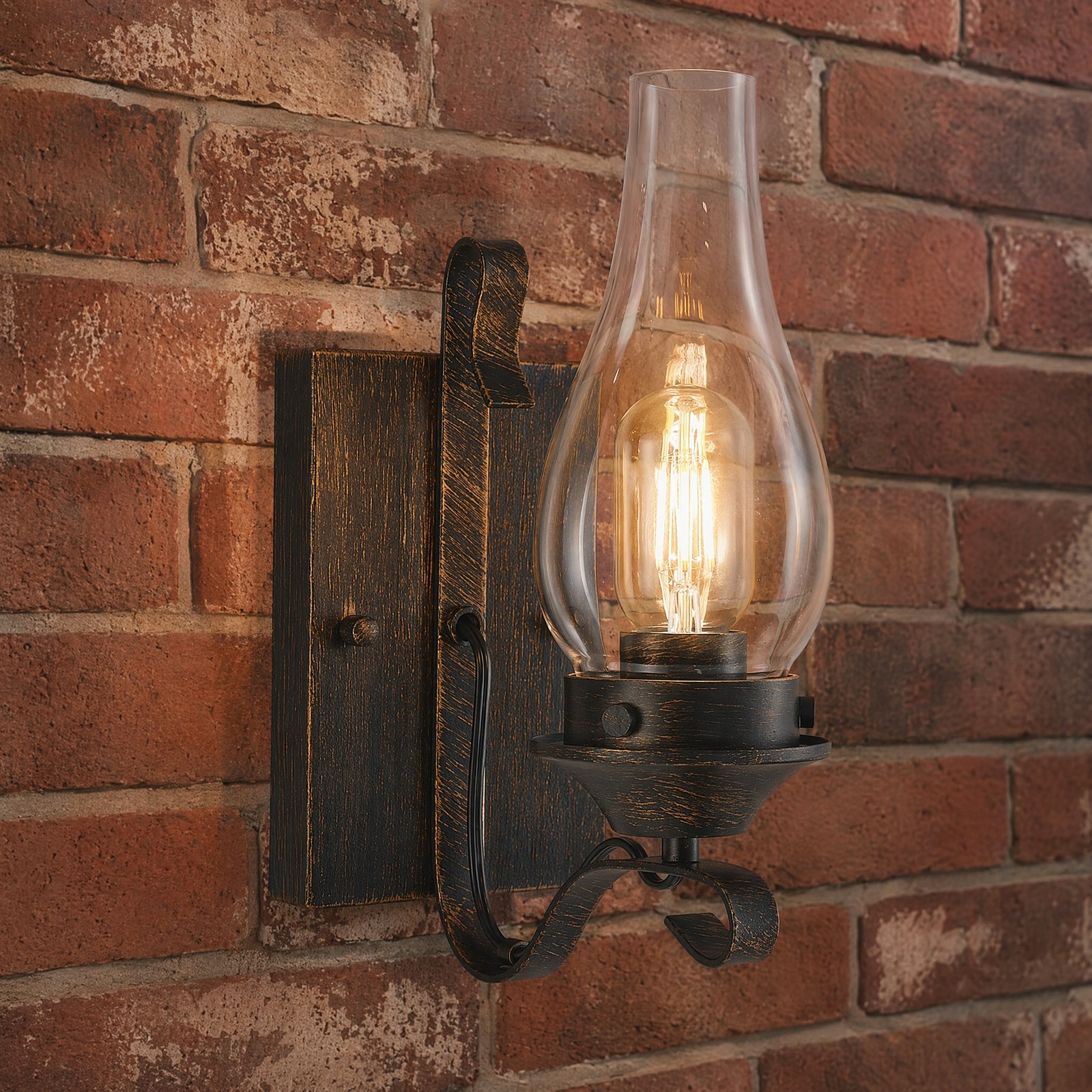 2 Pack 12 in Indoor Retro Rustic Oil Rubbed Bronze LED Wall Light Sconce Fixture