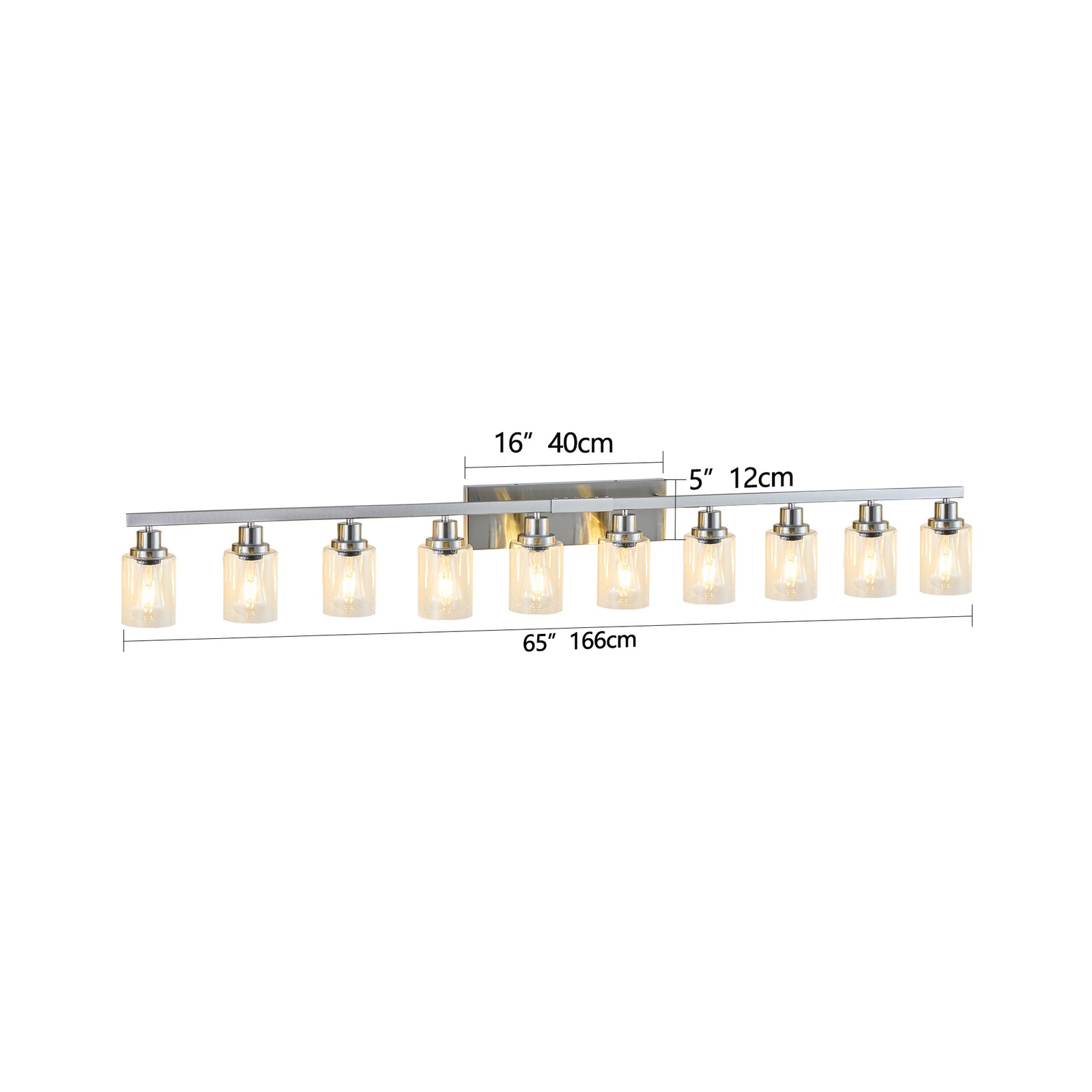 10 Lights 65″ LED Vanity Light Bathroom Mirror Wall Lamp Nickel Sconce Fixtures