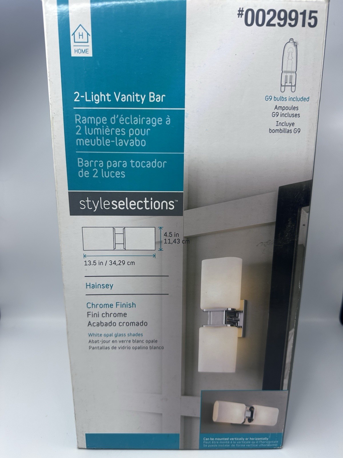 Style Selections, «Hainsey» 4.5-in Chrome Modern Dimmable Vanity Light New