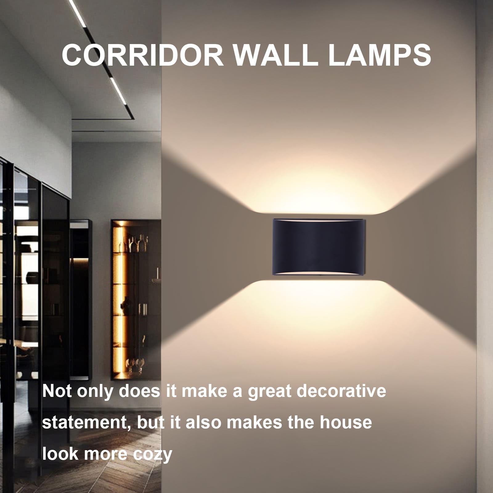 Modern LED Wall Sconce,Warm White 3000K,Hardwired Indoor Black Wall Lights Se…